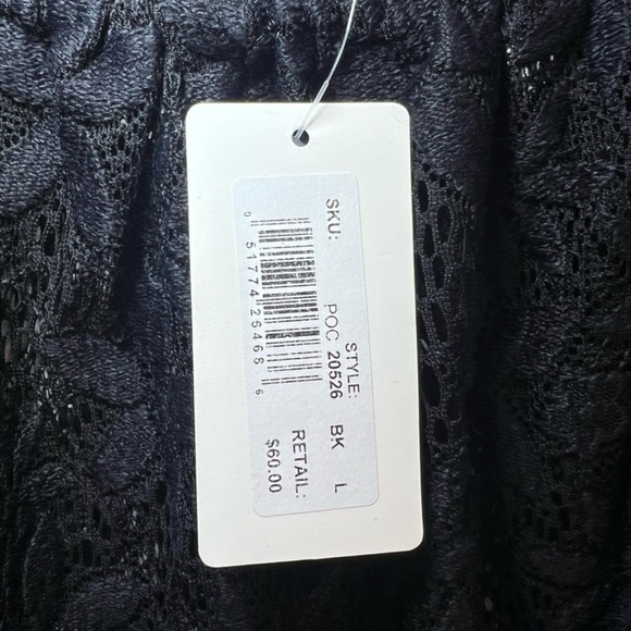 J. VALDI Womens Floral Crochet Lace Tunic Swim Cover Up Dress Black NEW Sz Large - Picture 6 of 15